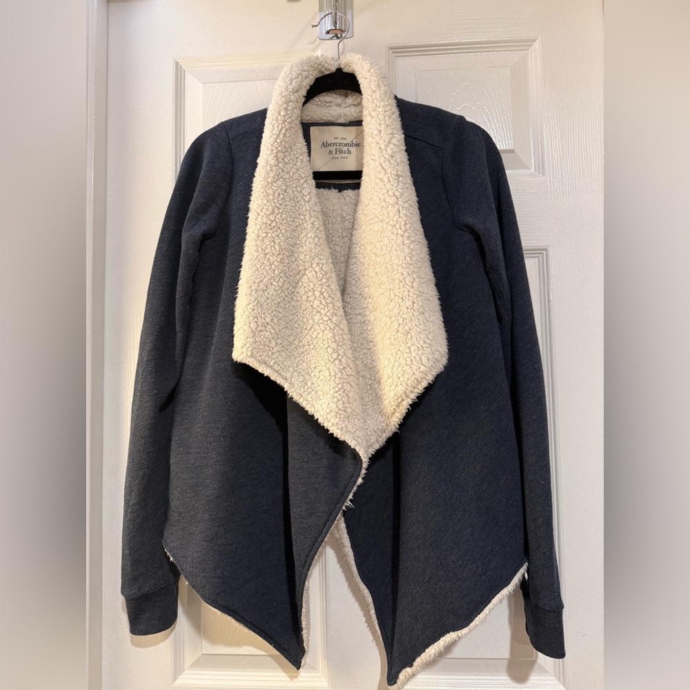 Abercrombie & Fitch Blue Teddy Jacket with Cream Sherpa